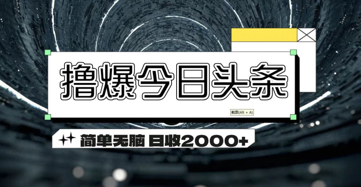 图片[1]-（11665期）撸爆今日头条 简单无脑操作 日收2000+-韬哥副业项目资源网