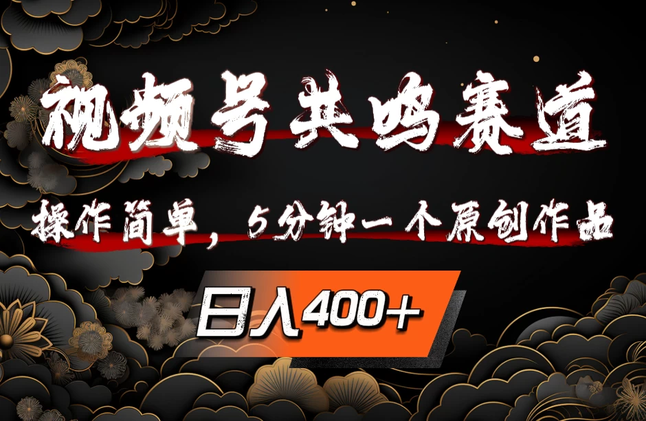 图片[1]-视频号共鸣赛道，操作简单，5分钟1个原创作品，日入400+-韬哥副业项目资源网