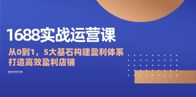 图片[1]-（12482期）1688实战运营课：从0到1，5大基石构建盈利体系，打造高效盈利店铺-韬哥副业项目资源网