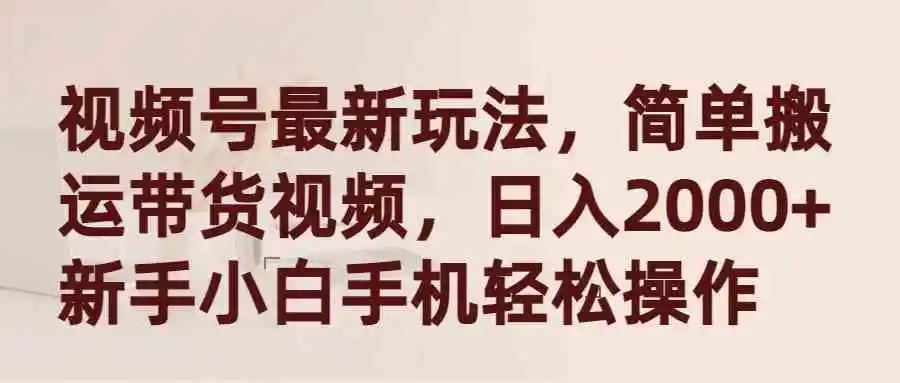 （9486期）视频号最新玩法，简单搬运带货视频，日入2000+，新手小白手机轻松操作插图