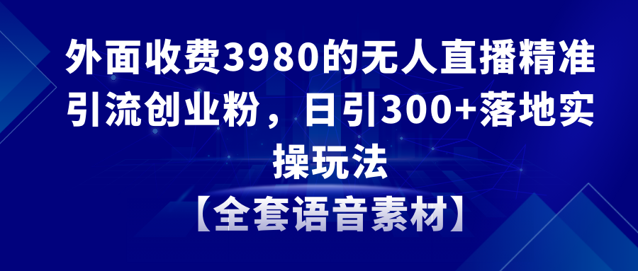 图片[1]-（8830期）无人直播精准引流创业粉，日引300+落地实操玩法【全套语音素材】-