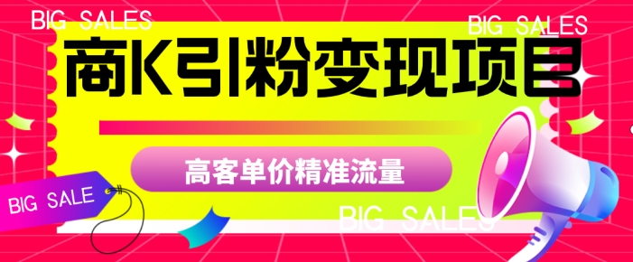 商K引粉变现项目，高客单价精准流量【揭秘】