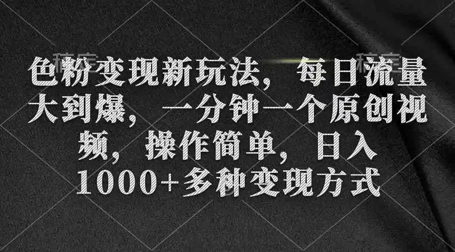 （9282期）色粉变现新玩法，每日流量大到爆，一分钟一个原创视频，操作简单，日入1…插图