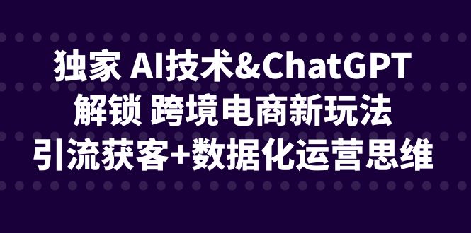 图片[1]-（6599期）独家 AI技术&ChatGPT解锁 跨境电商新玩法，引流获客+数据化运营思维-