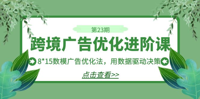 图片[1]-（7131期）跨境广告·优化进阶课·第23期，8*15数模广告优化法，用数据驱动决策-