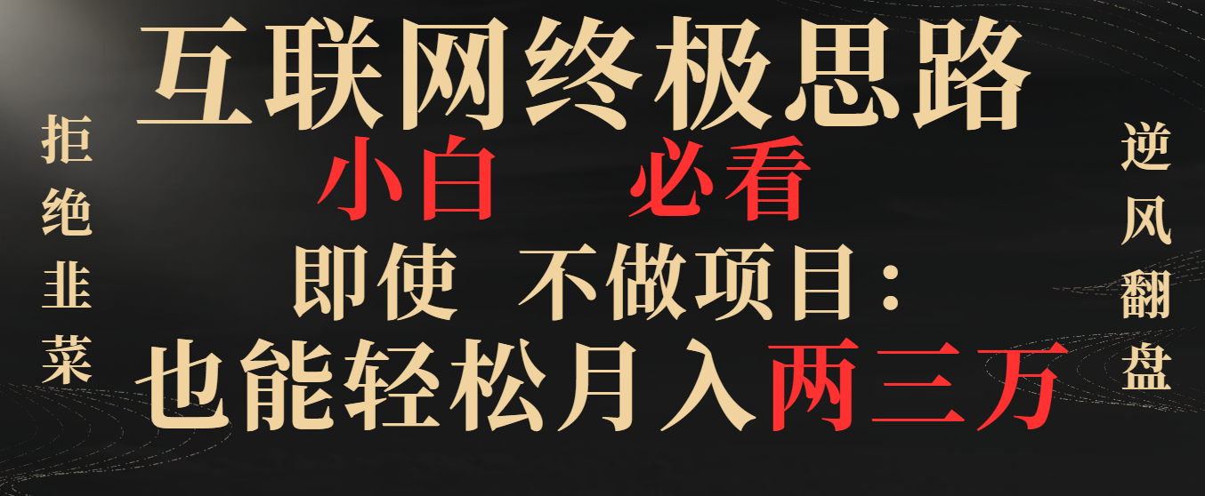 图片[1]-（8619期）互联网终极思路，小白必看，即使不做项目也能轻松月入两三万，拒绝韭菜…-