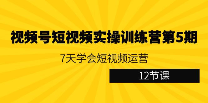 图片[1]-视频号短视频实操训练营第5期：7天学会短视频运营（12节课）-