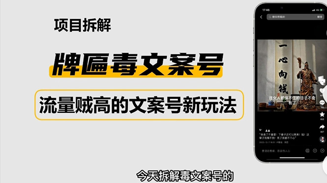 图片[1]-（4676期）2023抖音快手毒文案新玩法，牌匾文案号，起号快易变现-