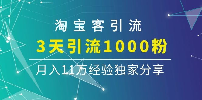 （1102期）淘宝客引流课程：3天引流1000粉，月入11万经验独家分享