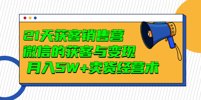 图片[1]-（2997期）21天获客销售营，带你微信的获客与变现  月入5W+卖货经营术-