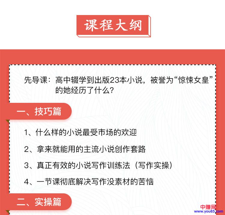 （922期）0基础小说写作培训营：从新手到网络畅销作家赚百万稿费（14节视频课）