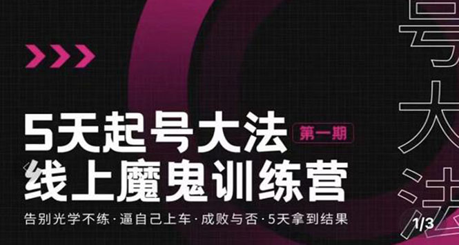 图片[1]-（3121期）五天起号魔鬼训练营，告别光学不练，逼自己上车，成败与否，5天拿到结果-