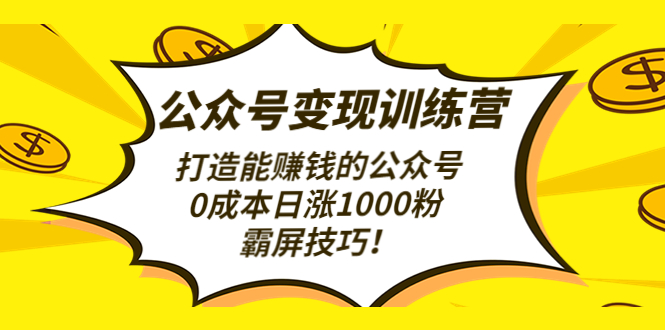 图片[1]-（4585期）公众号变现训练营（第3期）打造能赚钱的公众号，0成本日涨1000粉，霸屏技巧-