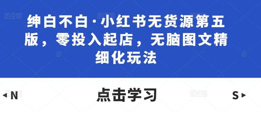 绅白不白·小红书无货源第五版，零投入起店，无脑图文精细化玩法