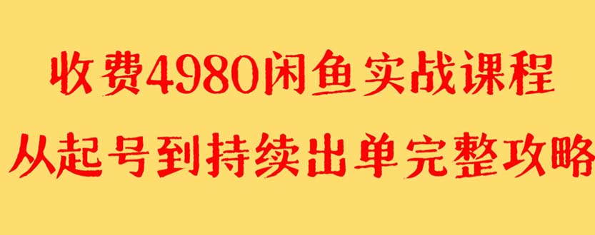 图片[1]-（8359期）外面收费4980闲鱼无货源实战教程 单号4000+-