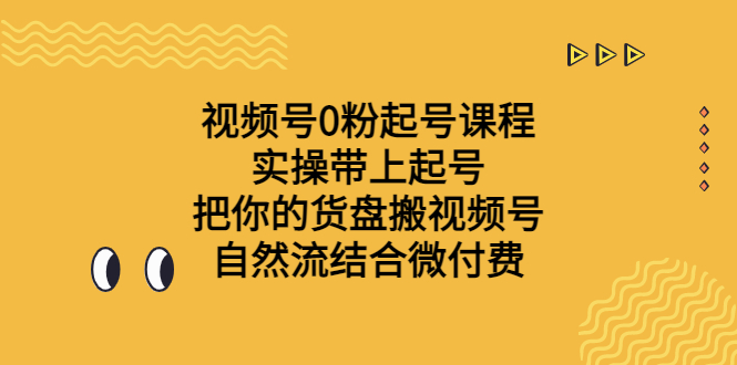 图片[1]-（6749期）视频号0粉起号课程 实操带上起号 把你的货盘搬视频号 自然流结合微付费-