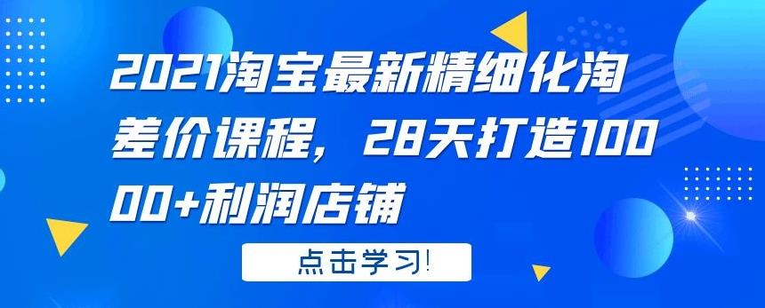 2021淘宝最新精细化淘差价课程，28天打造10000+利润店铺