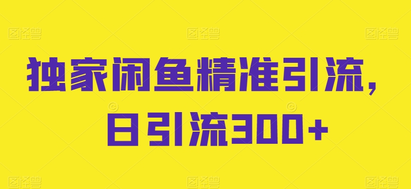 独家闲鱼精准引流，日引流300 【揭秘】