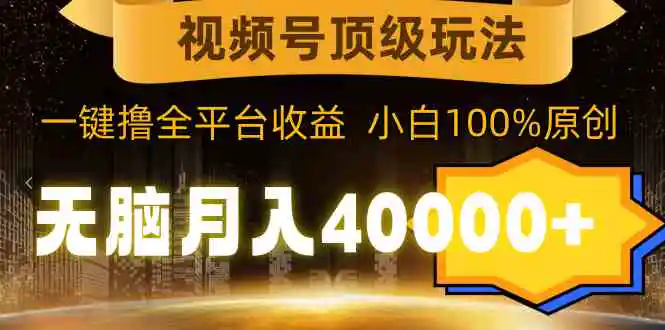 （9281期）视频号顶级玩法，无脑月入40000+，一键撸全平台收益，纯小白也能100%原创插图